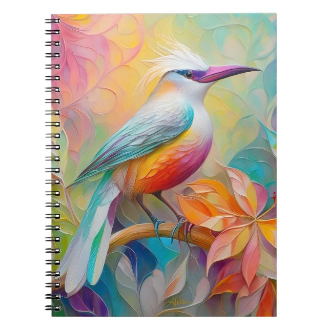 Cuaderno Pájaro de Fantasía de Pechuga Roja con Billar Rosa (Frente)