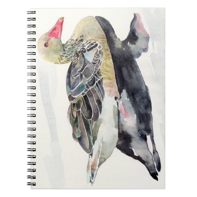 Cuaderno Pájaro de la acuarela del drenaje de la mano, pato (Frente)