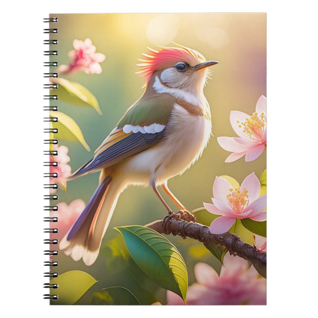 Cuaderno Pájaro de la Fantasía de Warbler con cabeza roja (Frente)