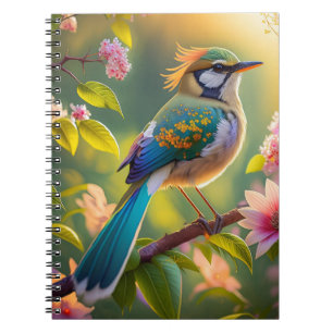 Cuaderno Pájaro de la Fantasía Verde azulada con Cabecera V