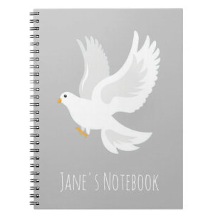 Cuaderno Pájaro de paloma blanco en gris