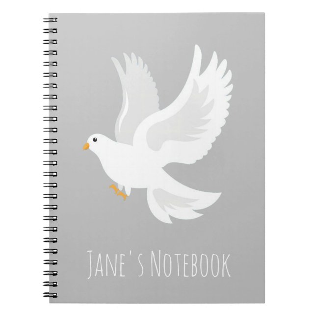 Cuaderno Pájaro de paloma blanco en gris (Frente)