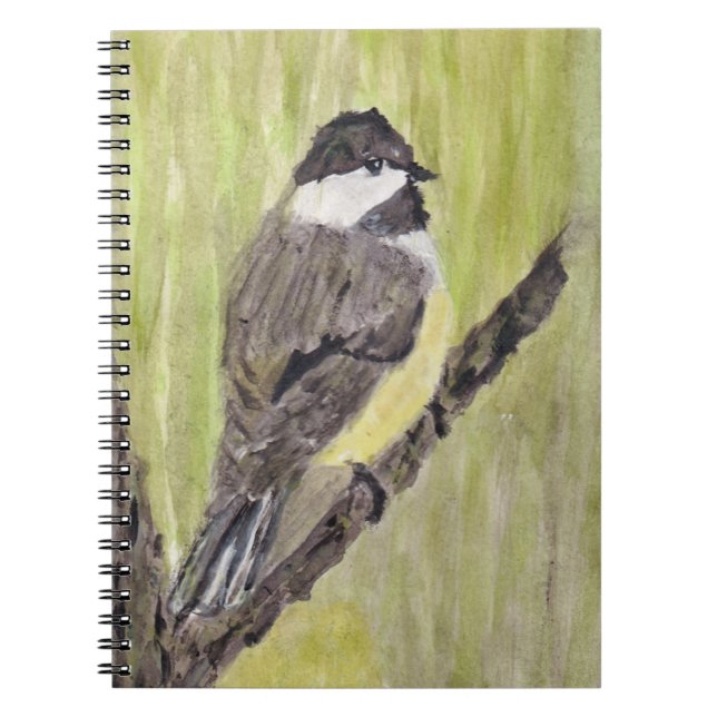 Cuaderno Pájaro de pollo con cubierta negra - pintura acríl (Frente)