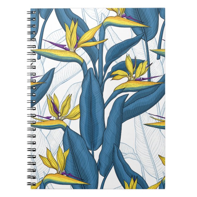 Cuaderno Pájaro del paraíso flores en blanco (Frente)