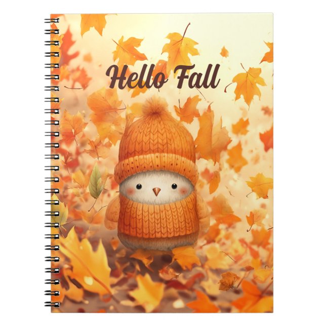 Cuaderno Pájaro lindo de otoño vestido para otoño (Frente)