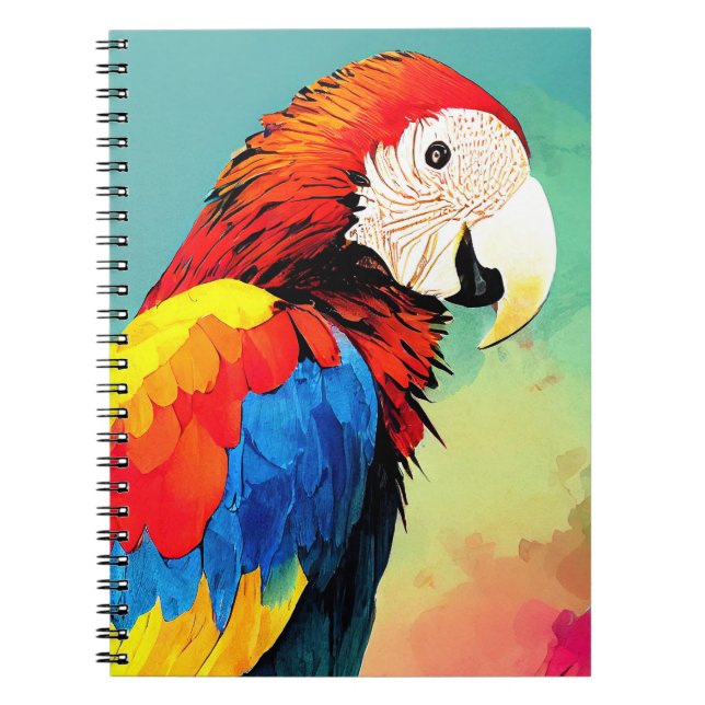 Cuaderno Pájaro Loro Naturaleza salvaje Color animal Pintur (Frente)