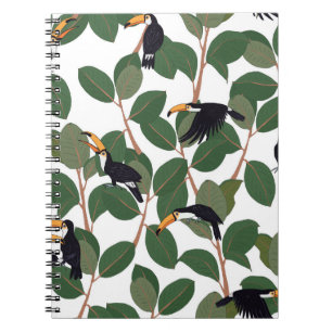 Cuaderno Pájaro loro tóxico con hojas de palma ficticia sin