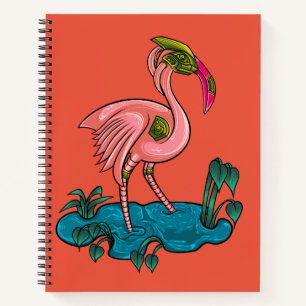 Cuaderno Pájaro mecánico, flamingo rosado Mecha Robot