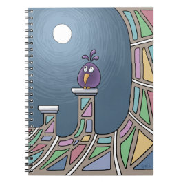 Cuaderno Pájaro morado tiki con portátil luna llena