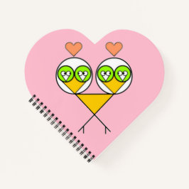 Cuaderno Pájaros amorosos lindos rosados caprichosos con co