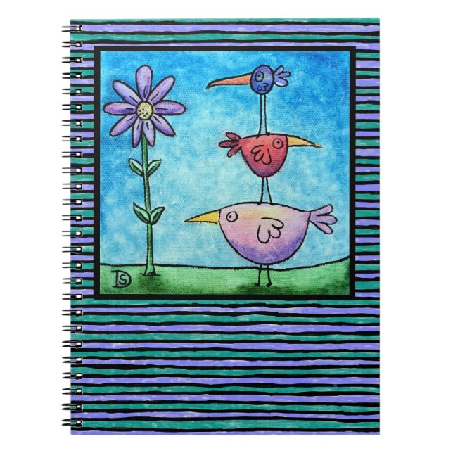 Cuaderno Pájaros apilados y rayas (Frente)