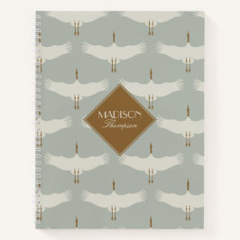 Cuaderno Pájaros azul turbulentos Neutrales Cisnes Monogram
