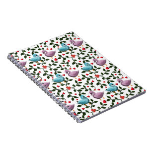 Cuaderno Pájaros de Amor Adorables Patrón Continuo Romántic