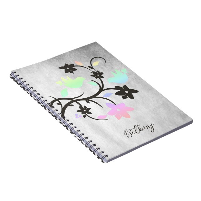 Cuaderno Pájaros de Aroma Pastel Arcoiris Personalizados (Lado Derecho)