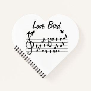 Cuaderno Pájaros de canción de amor en personal musical neg
