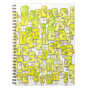Cuaderno Pájaros de dibujos animados verdes divertidos 