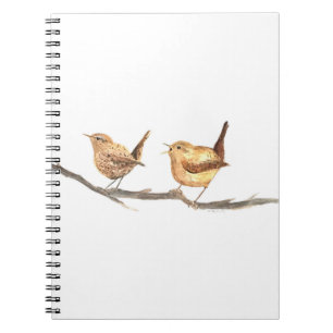 Cuaderno Pájaros de guirnalda cutáneo naturaleza acuarela