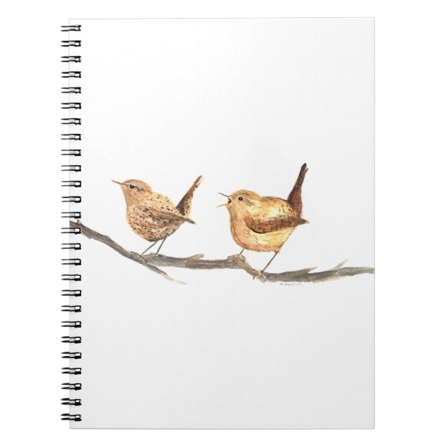 Cuaderno Pájaros de guirnalda cutáneo naturaleza acuarela (Frente)