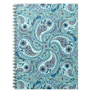 Cuaderno Pájaros de paisley en azul bebé