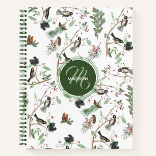 Cuaderno Pájaros de pollo Berries y Pinecones Monogramados
