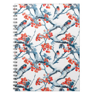 Cuaderno Pájaros de ratón sin soldadura, ramas de nieve de 