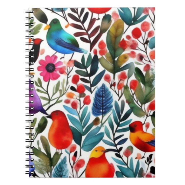 Cuaderno Pájaros florales y coloridos (Frente)