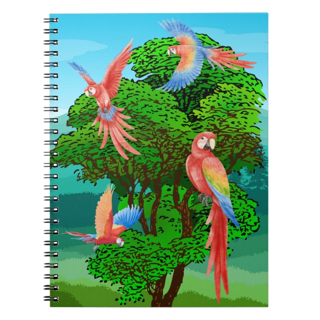 Cuaderno pájaros, loros (Frente)