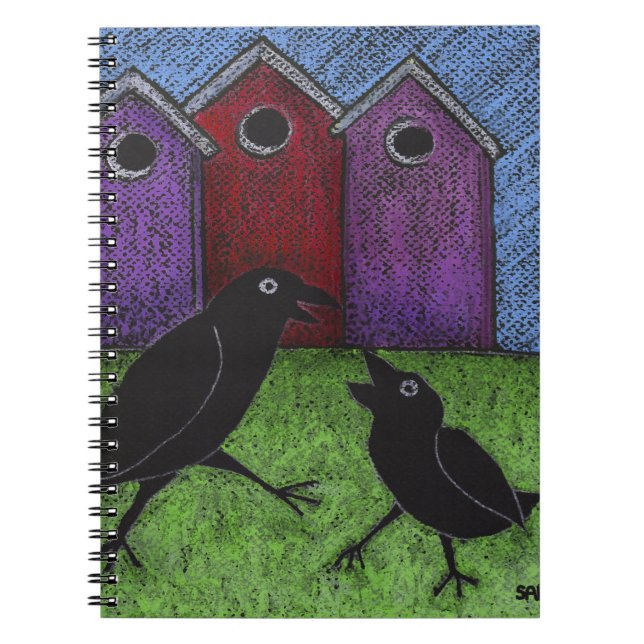 Cuaderno Pájaros negros jugando (Frente)