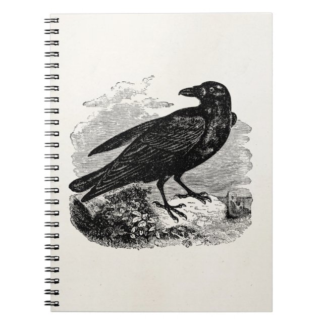 Cuaderno Pájaros personalizados cuervo del pájaro del negro (Frente)