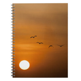 Cuaderno Pájaros volando en puesta de sol