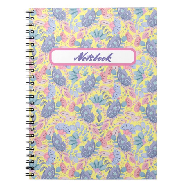 Cuaderno Pájaros y flores de color pastel (Frente)