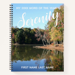 Cuaderno Palabra del año 2018 Serenidad con lago reflectant