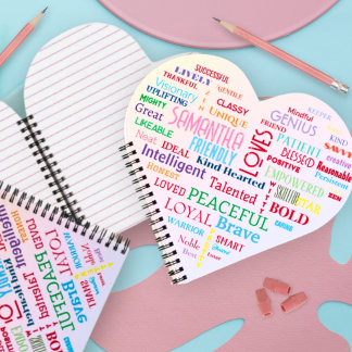 Cuaderno Palabra personalizado Art Heart Keepsake Añadir tu