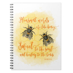 Cuaderno Palabras agradables acuarela abeja cita bíblica