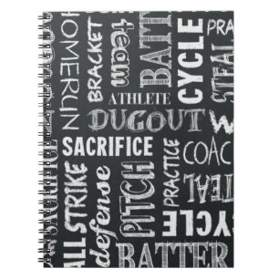 Cuaderno Palabras de pizarra de juego de béisbol