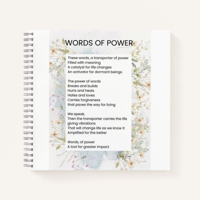 Cuaderno Palabras De Poesía Que Aumenta El Poema (Anverso)