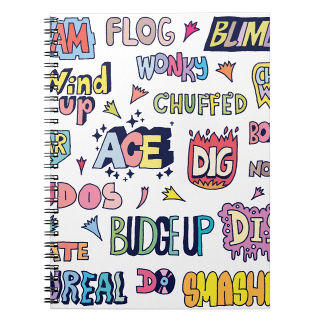 Cuaderno Palabras del doodle de la jerga popular en inglés (Frente)
