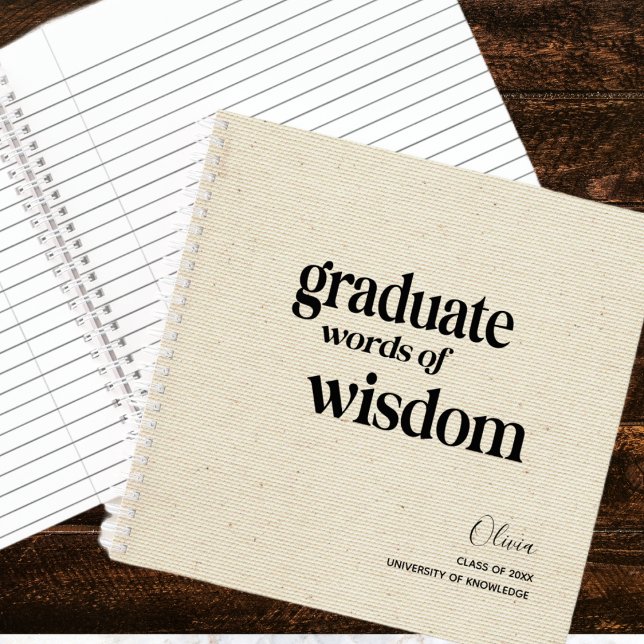 Cuaderno Palabras elegantes y modernas Graduación de sabidu (Graduation Guest Book - Share words of wishdom with the grad. Modern. Perfect for party events.)