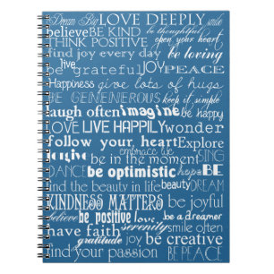 Cuaderno Palabras Inspiradoras Azules Amor Cree Alegría