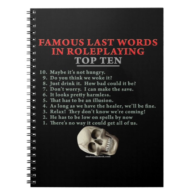 Cuaderno Palabras pasadas famosas en el Roleplaying: Top (Frente)