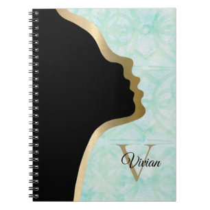 Cuaderno Pale Jade Black And Gold Face Name