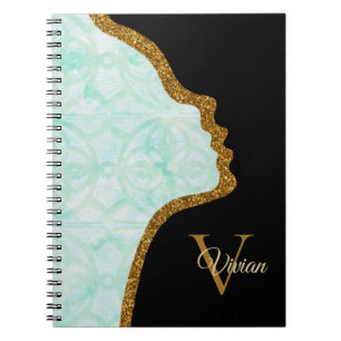 Cuaderno Pale Jade Black And Gold Purpurina Face