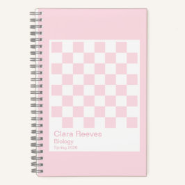 Cuaderno Pale Pink and White Checkerboard Notebook