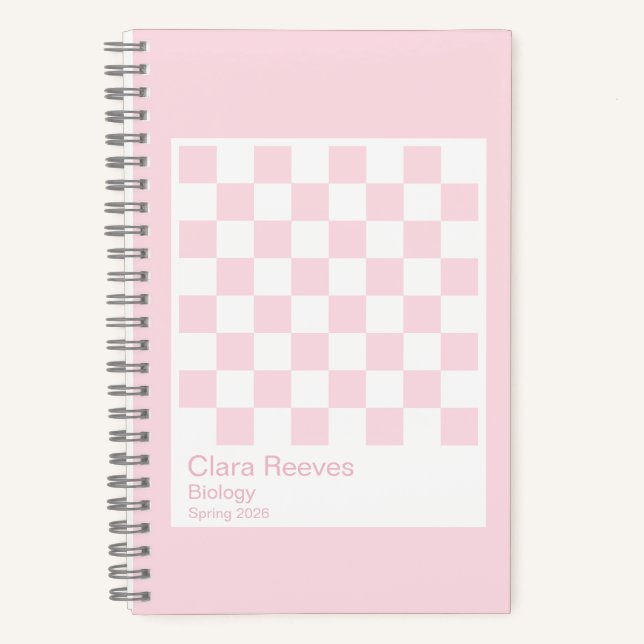 Cuaderno Pale Pink and White Checkerboard Notebook (Anverso)