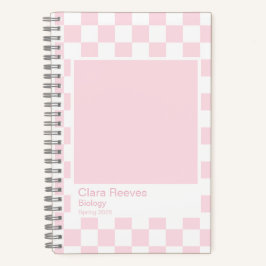 Cuaderno Pale Pink and White Checkerboard Notebook