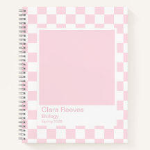 Pale Pink and White Checkerboard Notebook