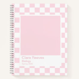 Cuaderno Pale Pink and White Checkerboard Notebook