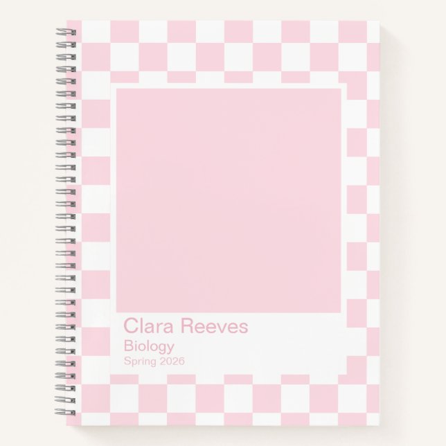 Cuaderno Pale Pink and White Checkerboard Notebook (Anverso)