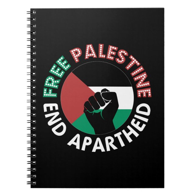 Cuaderno Palestina Libre termina con bandera del Apartheid  (Frente)