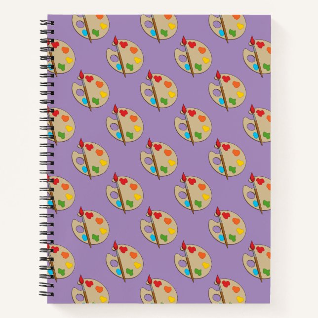 Cuaderno Paleta de artista con pincel de pintura (Anverso)